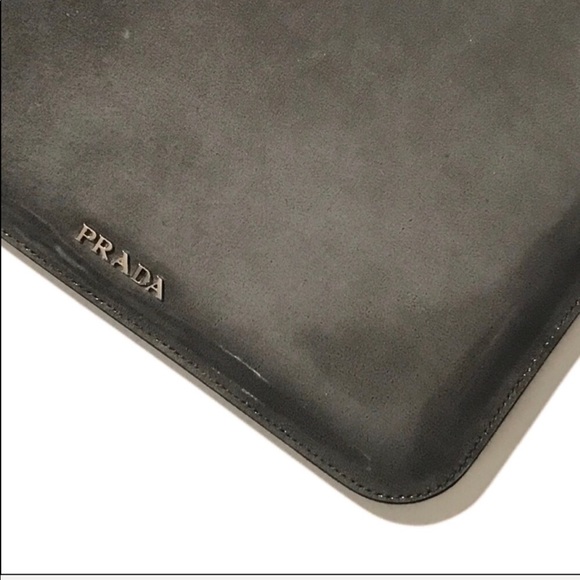 Prada Charcoal Leather Embellished iPad Case Including Box - Picture 5 of 11